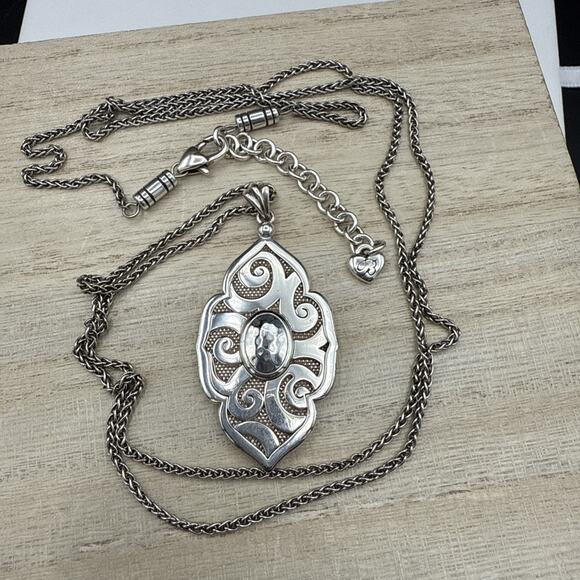 Brighton Jewelry - Brighton Necklace 32 in ANDALUZ Reversible Silver Plated Scrollwork Pendant
